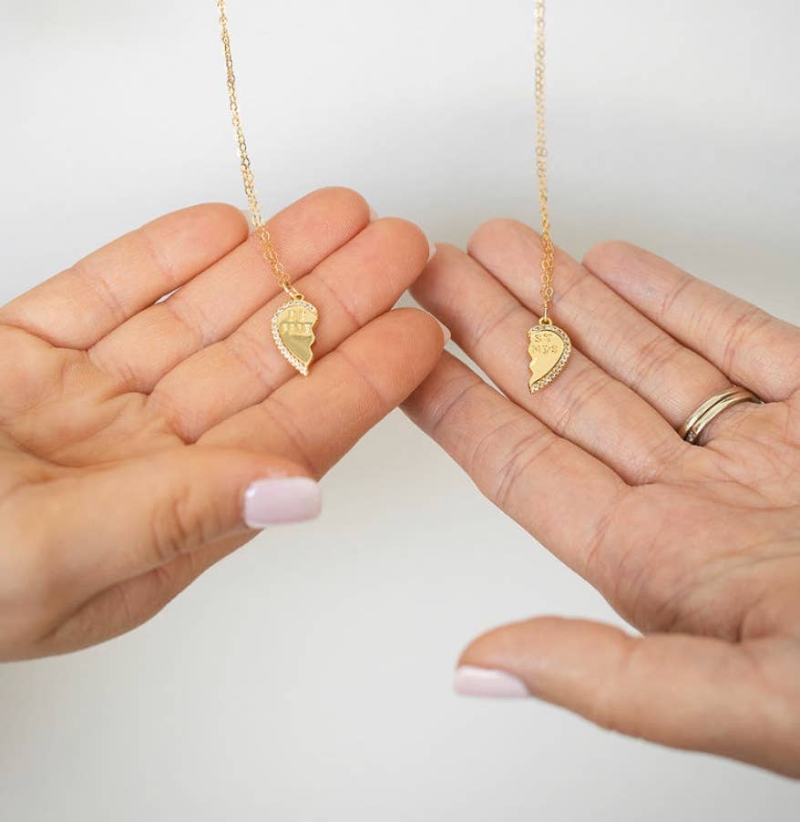 Bestie BFF Best Friend Necklace Gold Filled, Set of 2