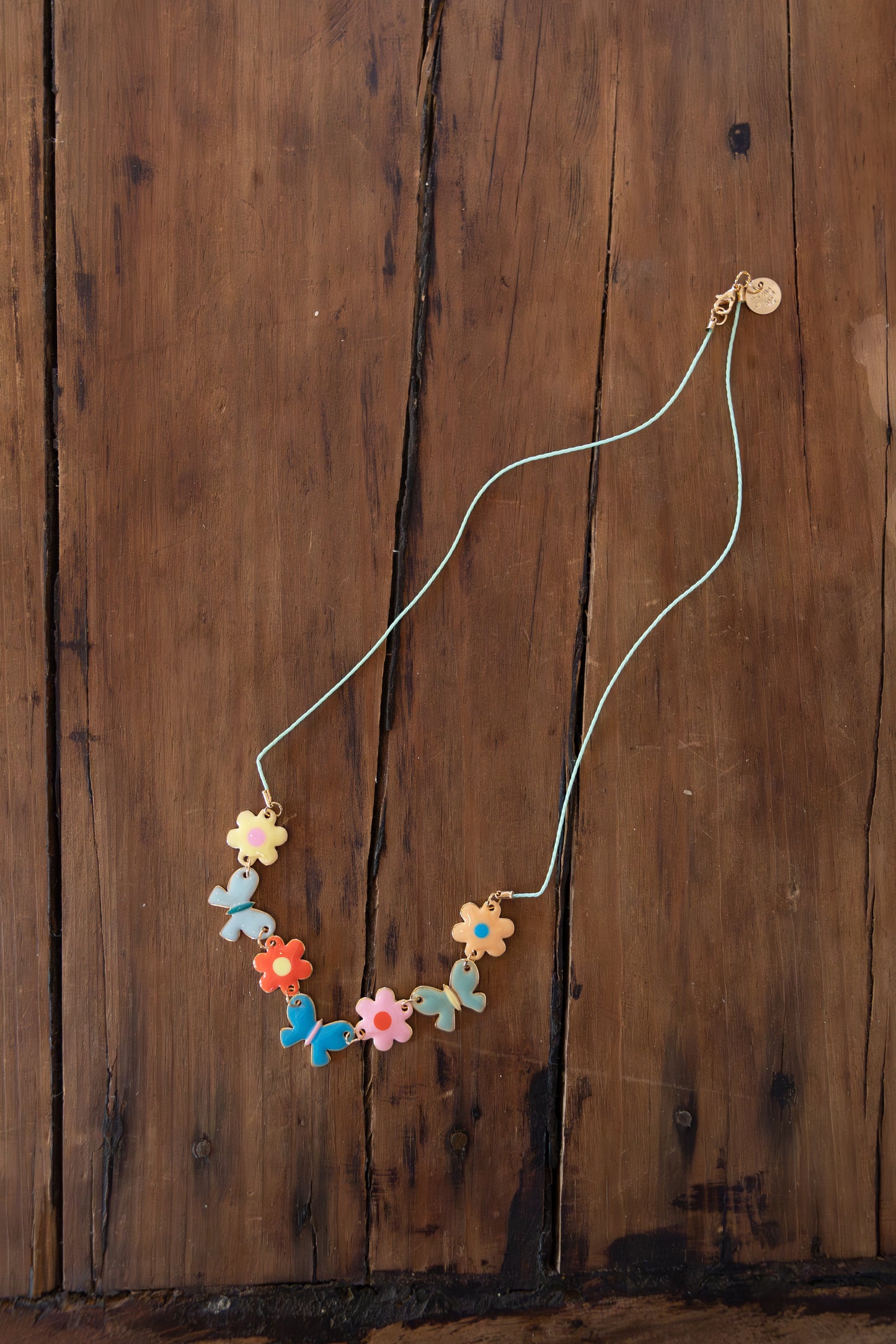 Butterflies & Flowers Enamel Charm Necklace