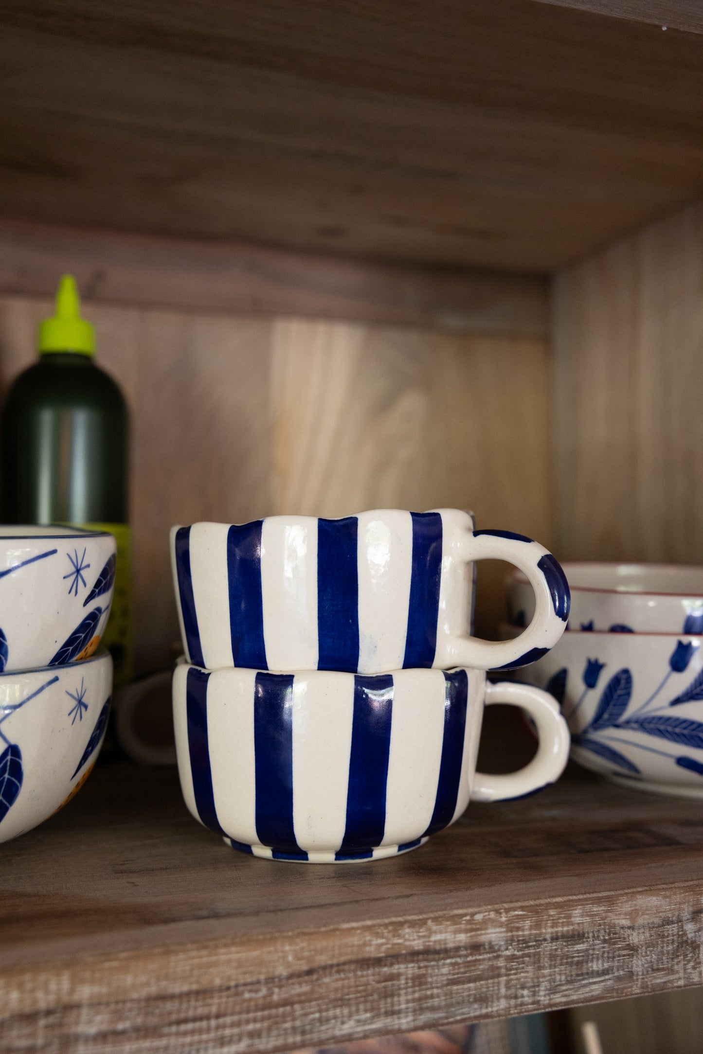Blue-Stripe Cappuccino Mug