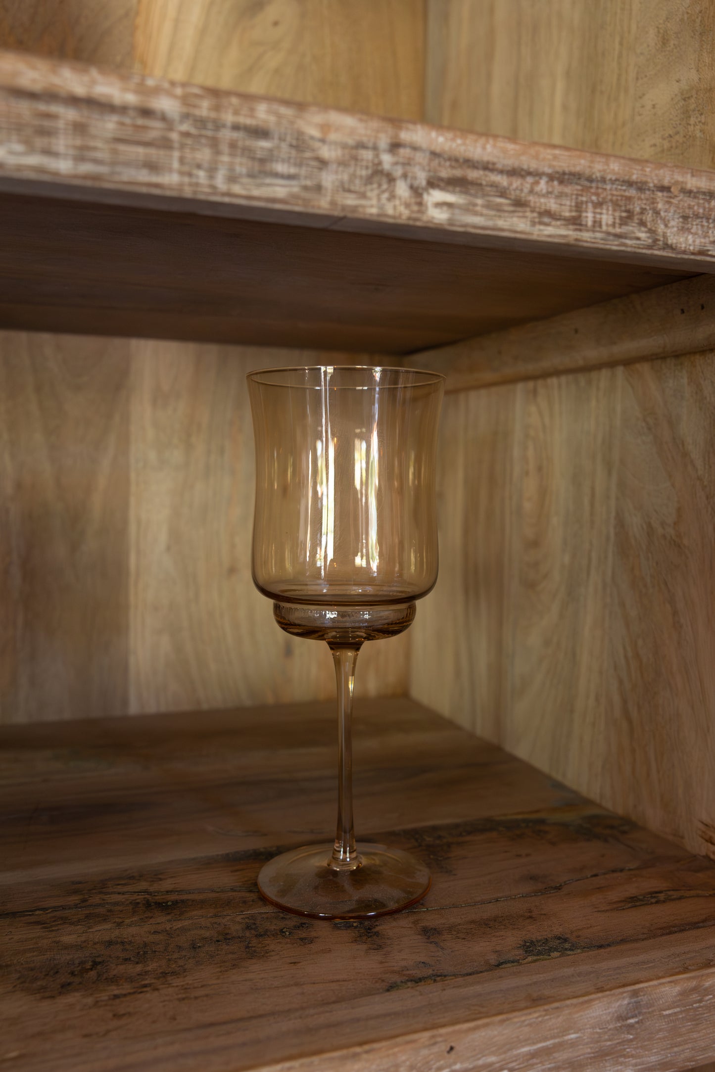 Amber Tulip Stemmed Wine Glasses, Single Glass