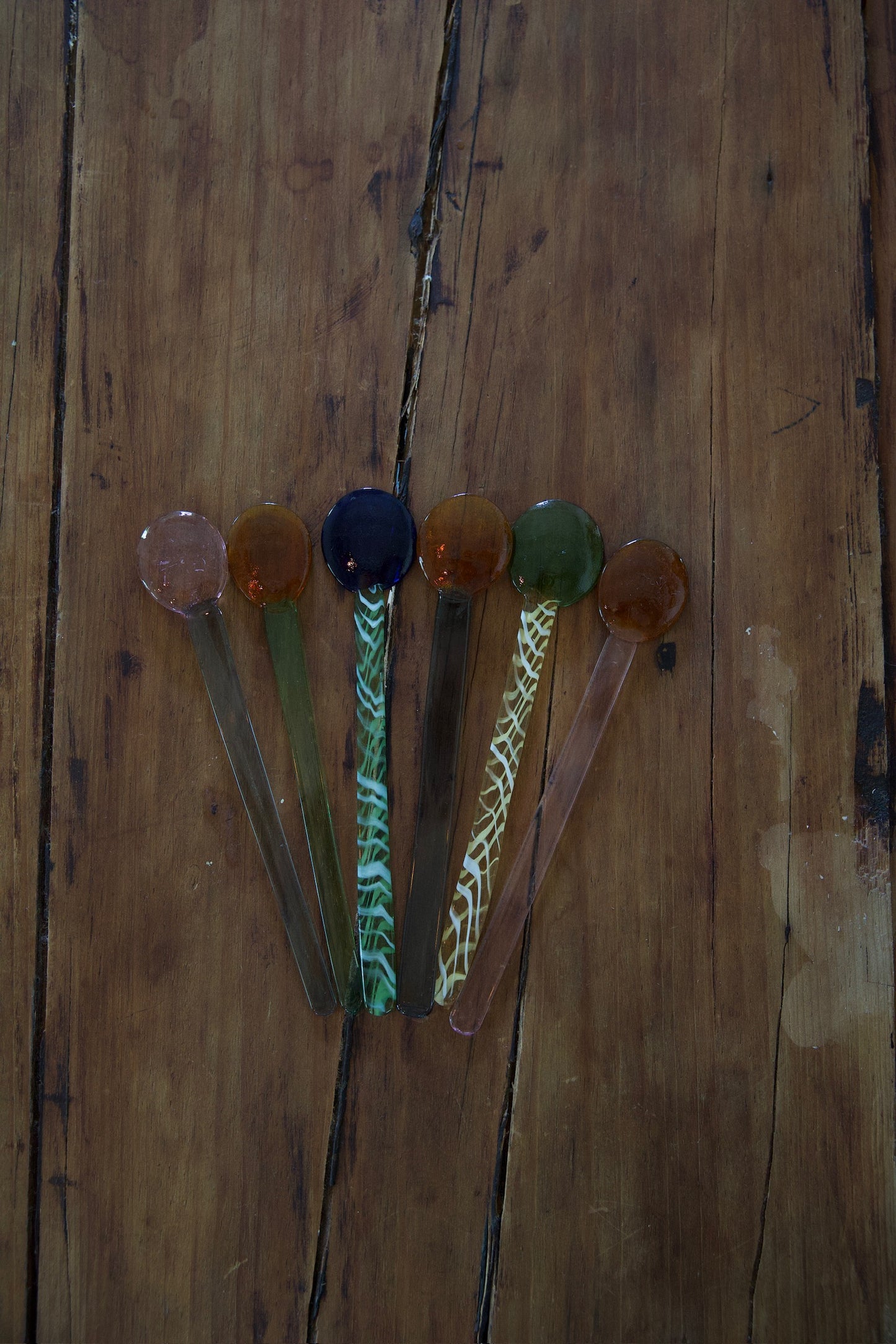 Assorted Handmade Glass Spoons, Set of 6