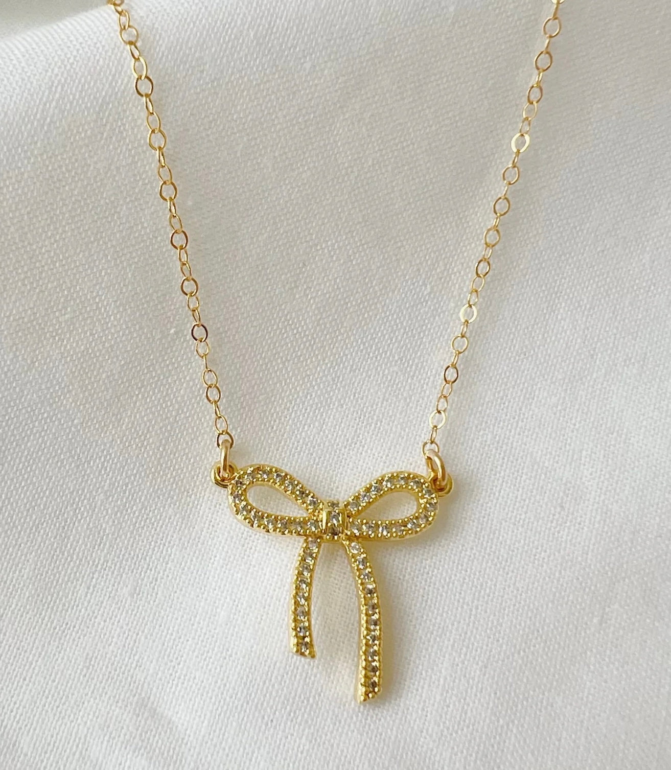 PAVE BOW NECKLACE