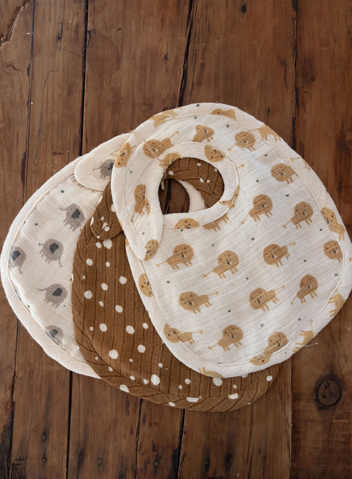 Cotton Baby Bib, Set of 3, 2 Styles