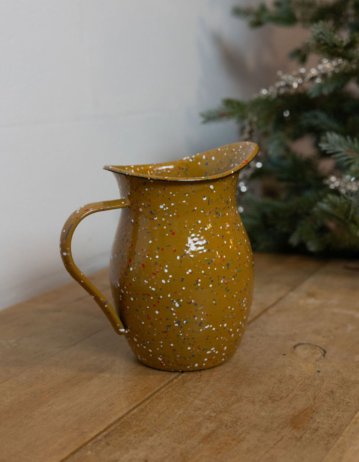 Enameled Splatterware Pitcher