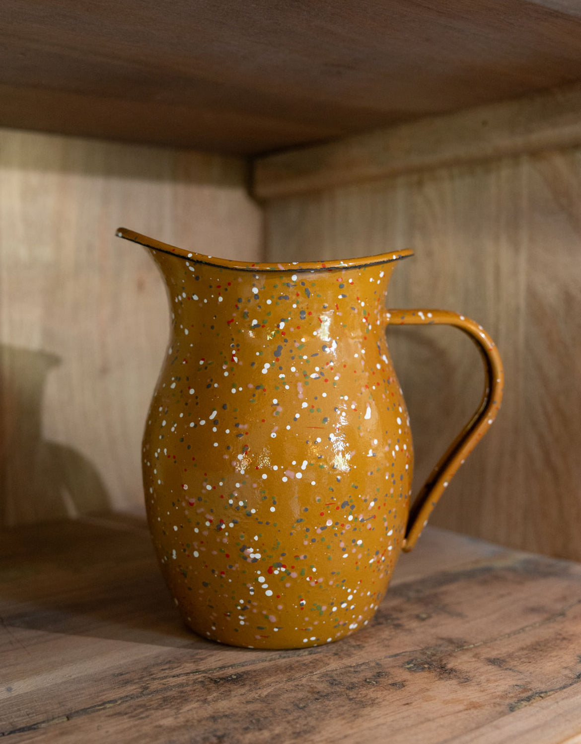 Enameled Splatterware Pitcher