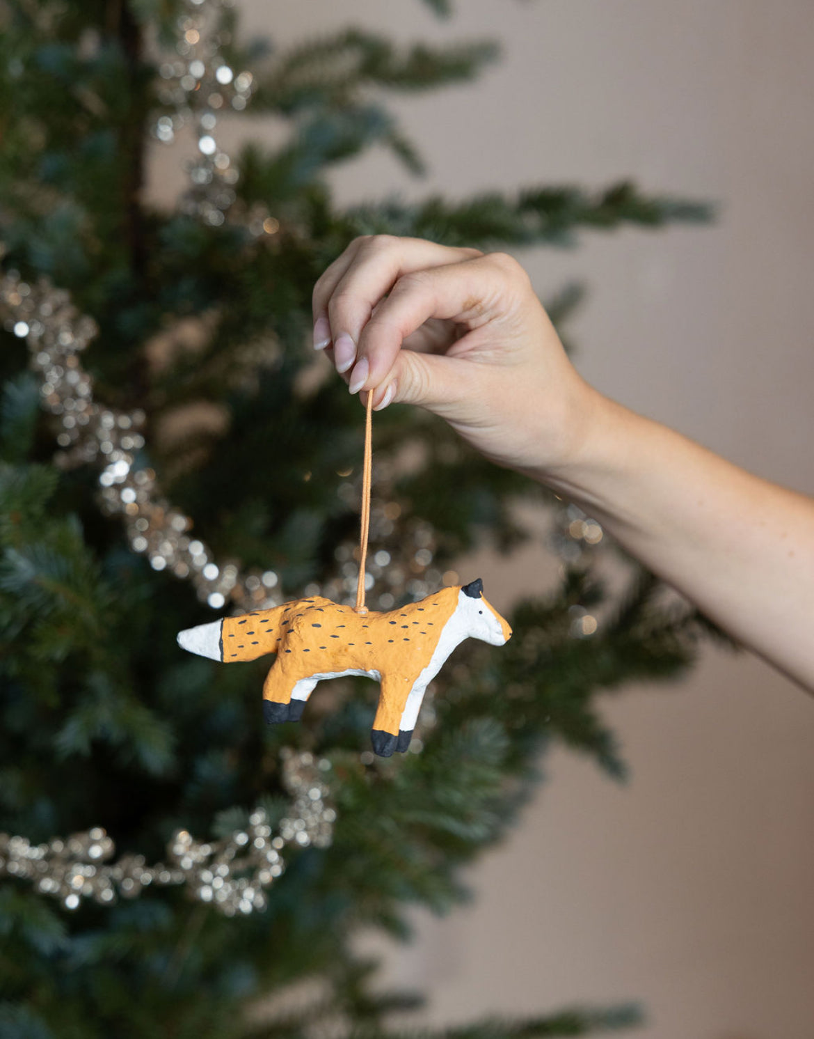 Paper Mache Fox Ornament
