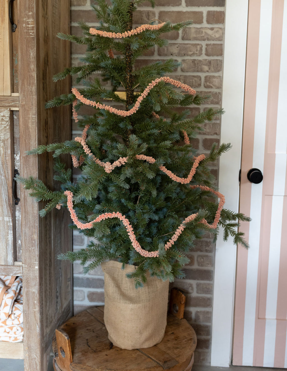 Blush Flocked Ball Garland