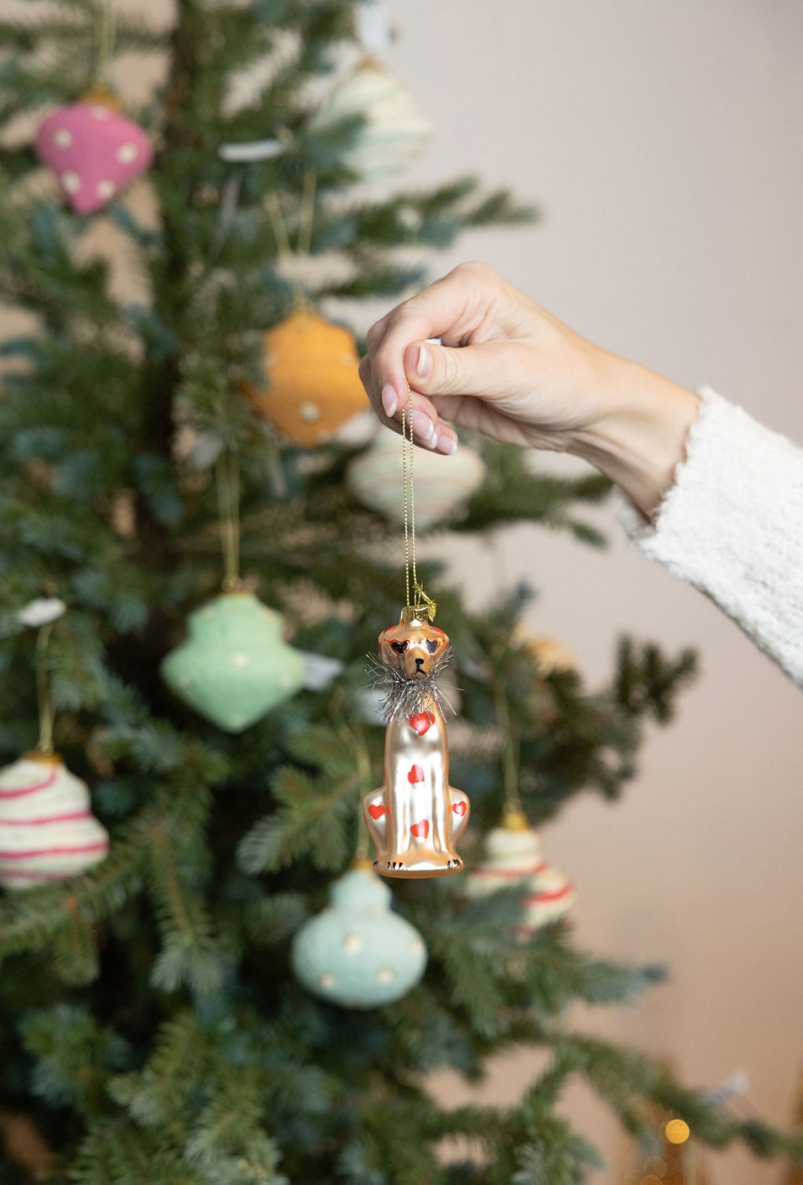 Glass Dog Ornament, 2 Colors