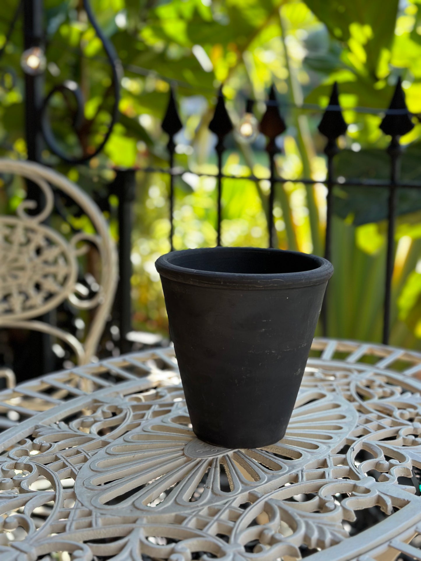 Rimmed Burnt Black Pots, Two Sizes