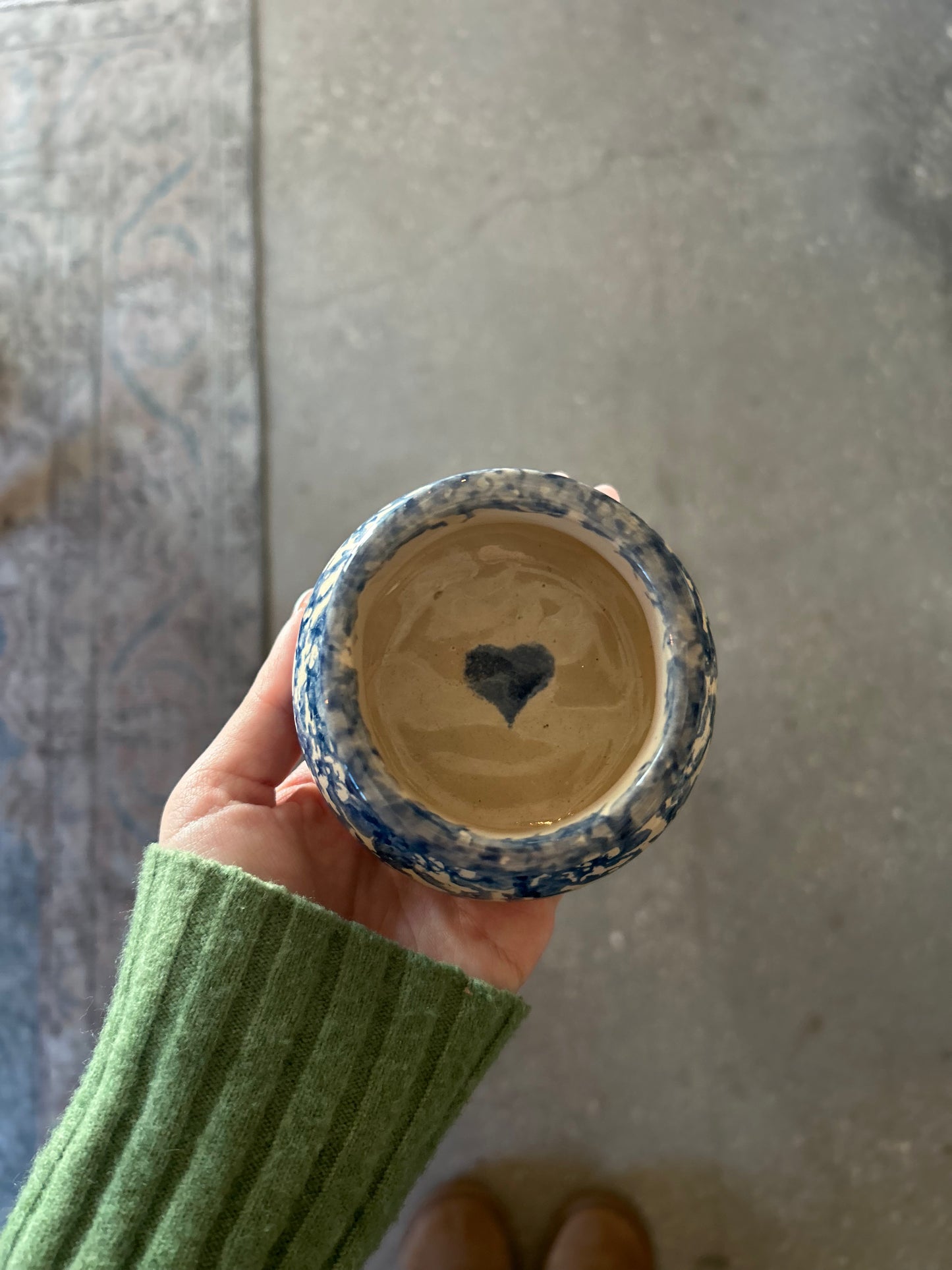 Vintage Blue-Speckled Pottery