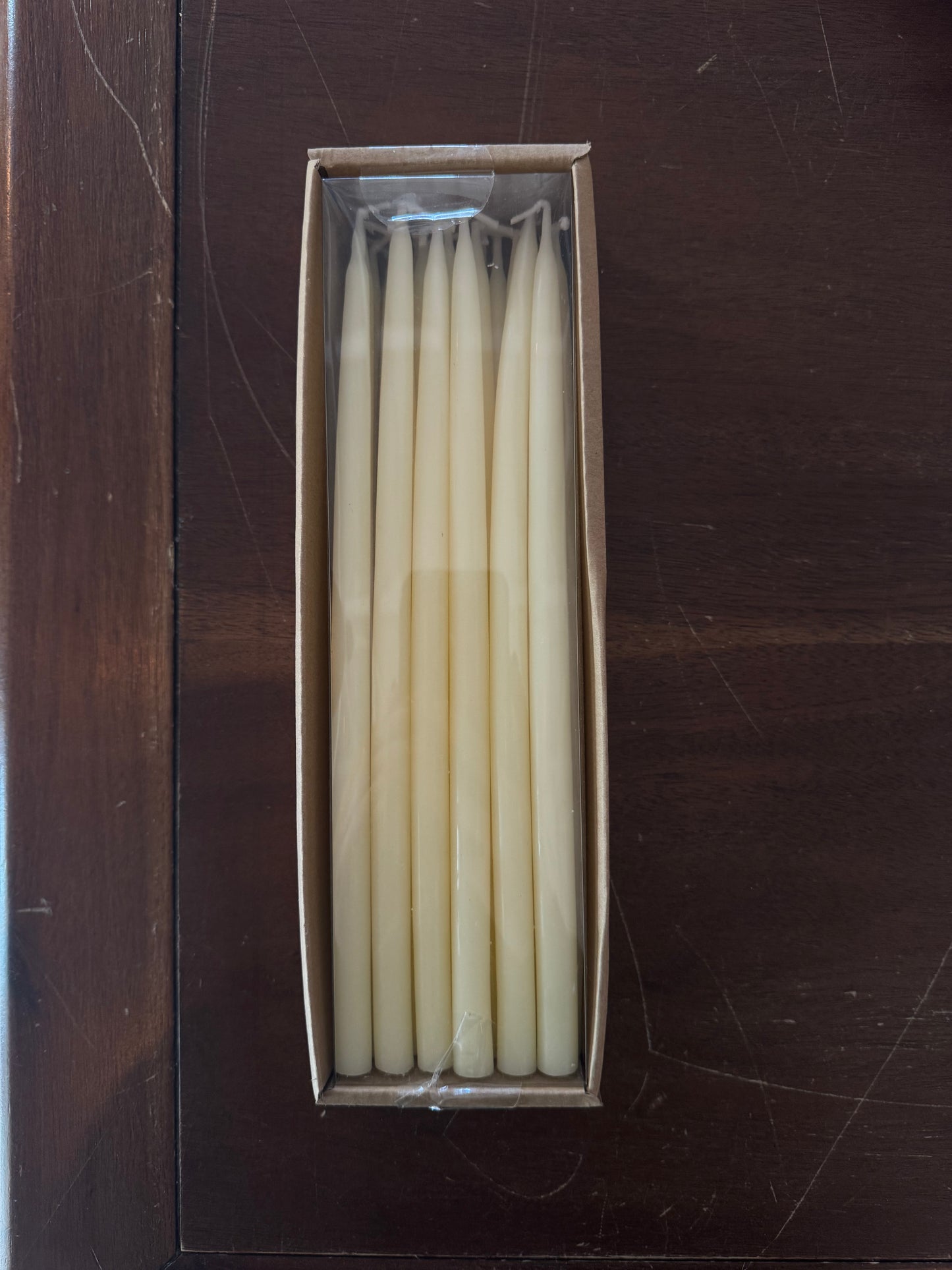 Ivory Thin Taper Candles, Set of 24