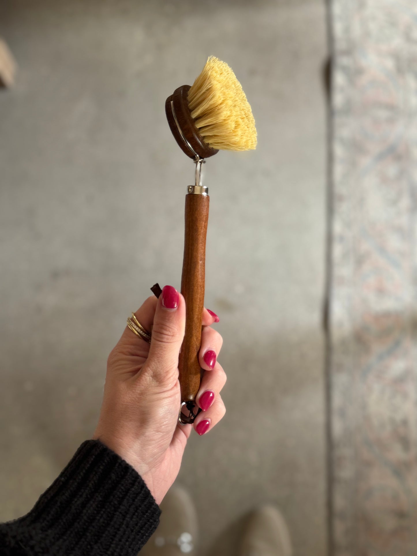 Walnut Dish Brush with Leather Tie