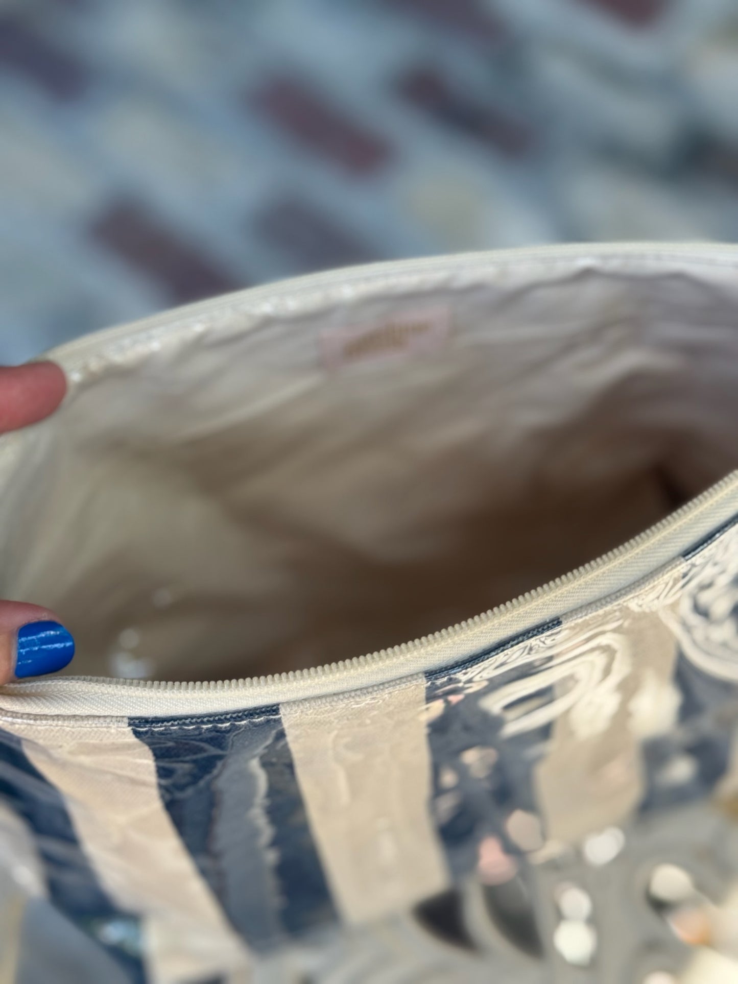 Navy Stripe Cosmetic Pouch
