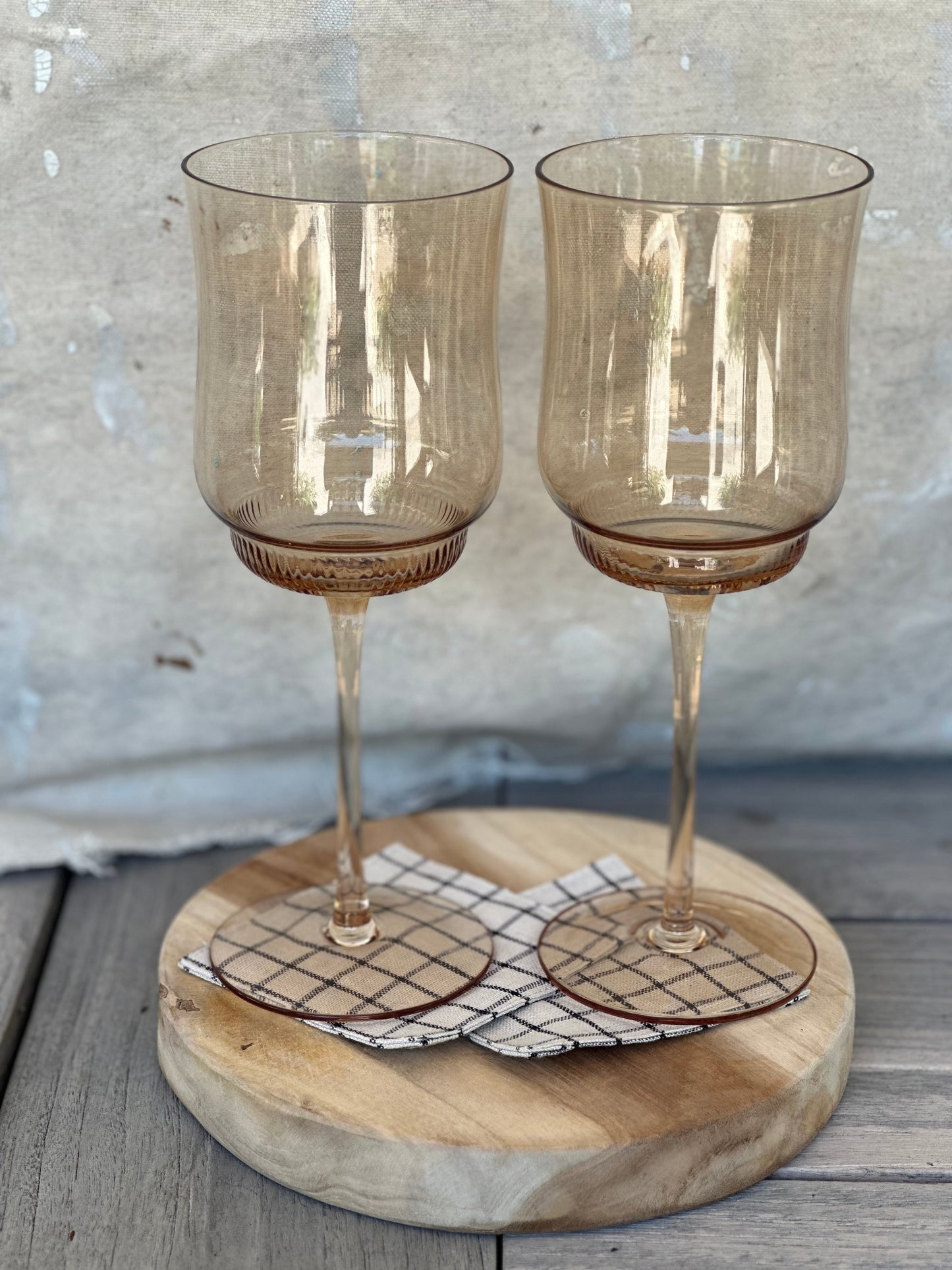 Amber Tulip Stemmed Wine Glasses, Single Glass
