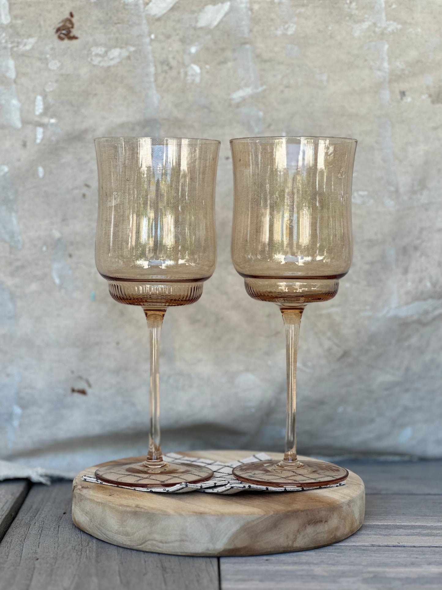 Amber Tulip Stemmed Wine Glasses, Single Glass
