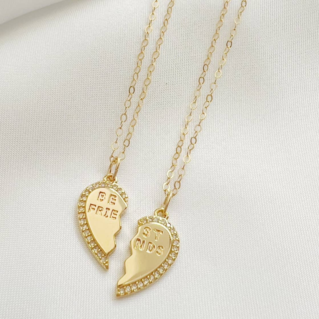 Bestie BFF Best Friend Necklace Gold Filled, Set of 2