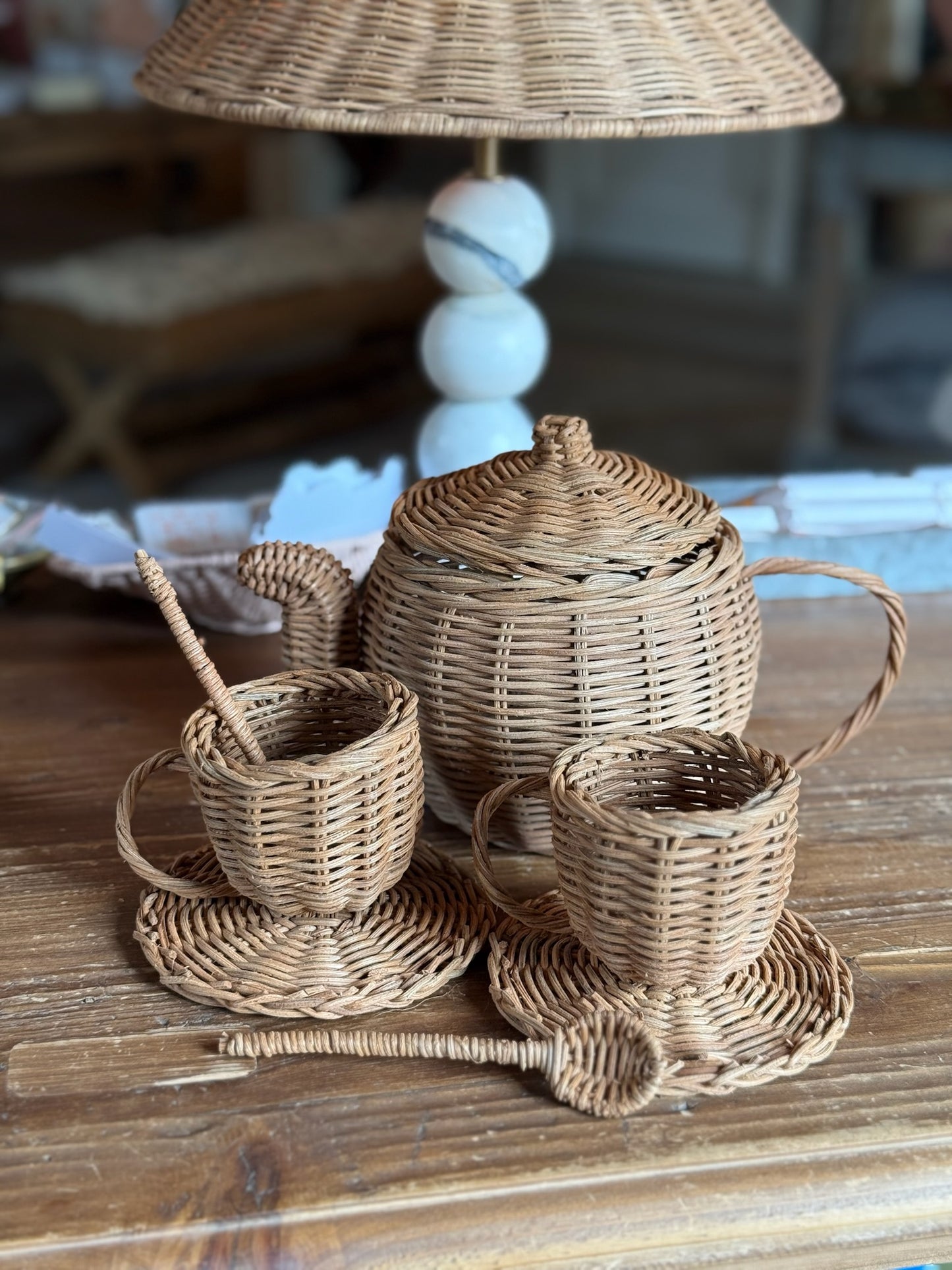 Rattan Toy Tea Set