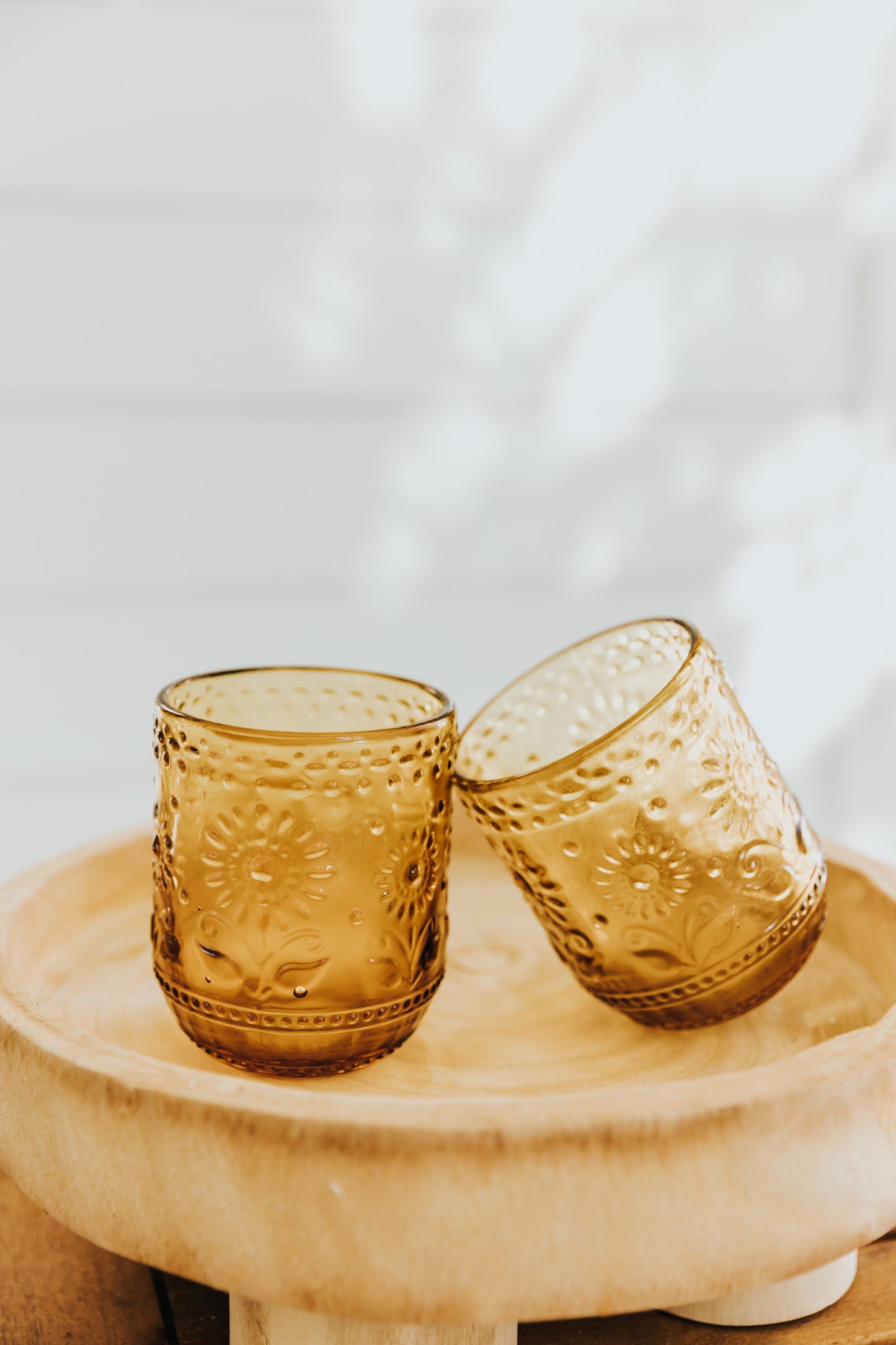 Embossed Amber Drinking Glass (Single Glass)