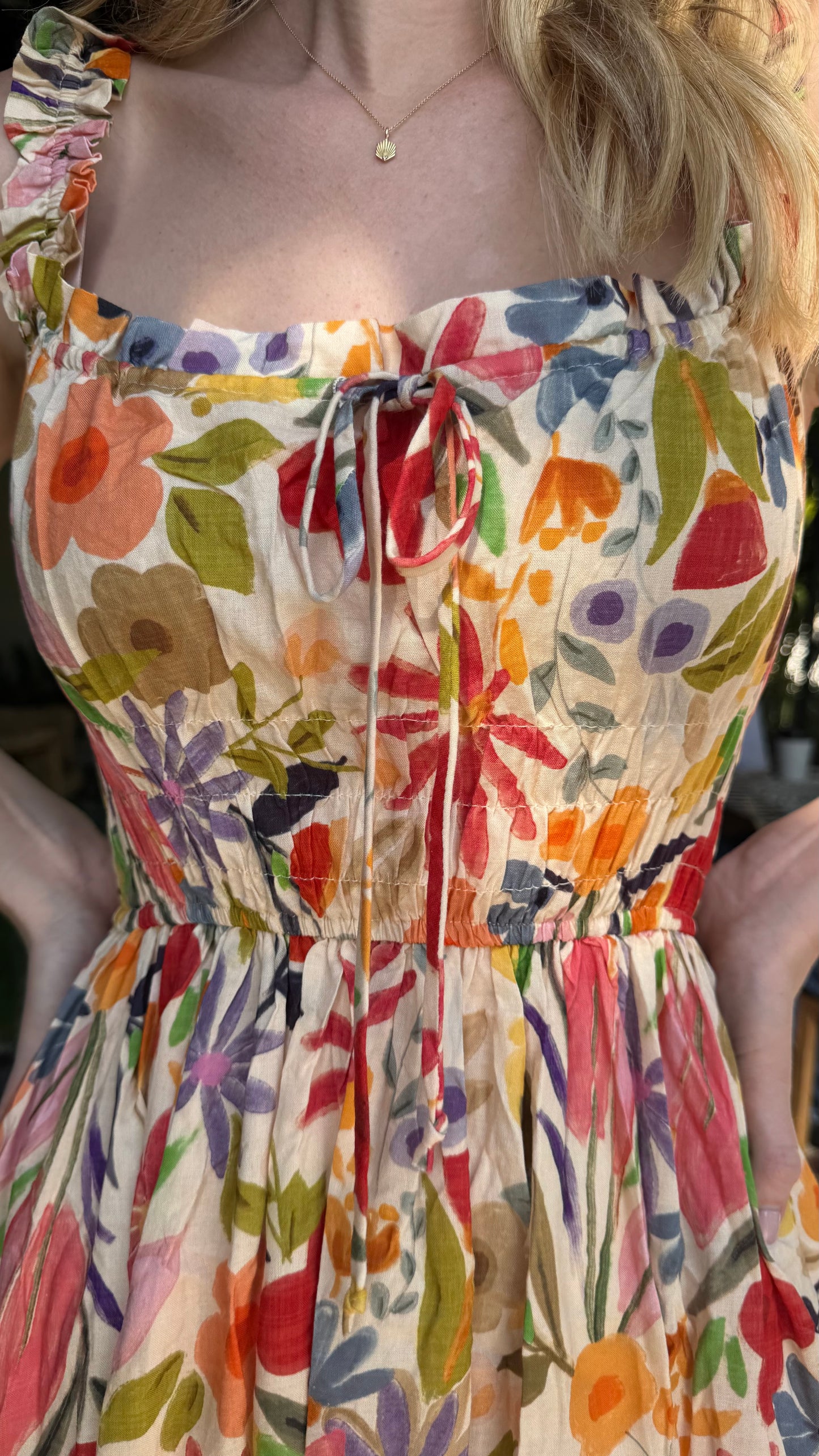 Woven Floral Print Sleeveless Dress