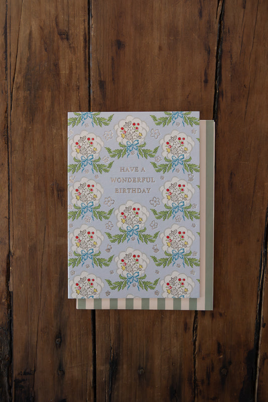 Blue Posy Birthday Card