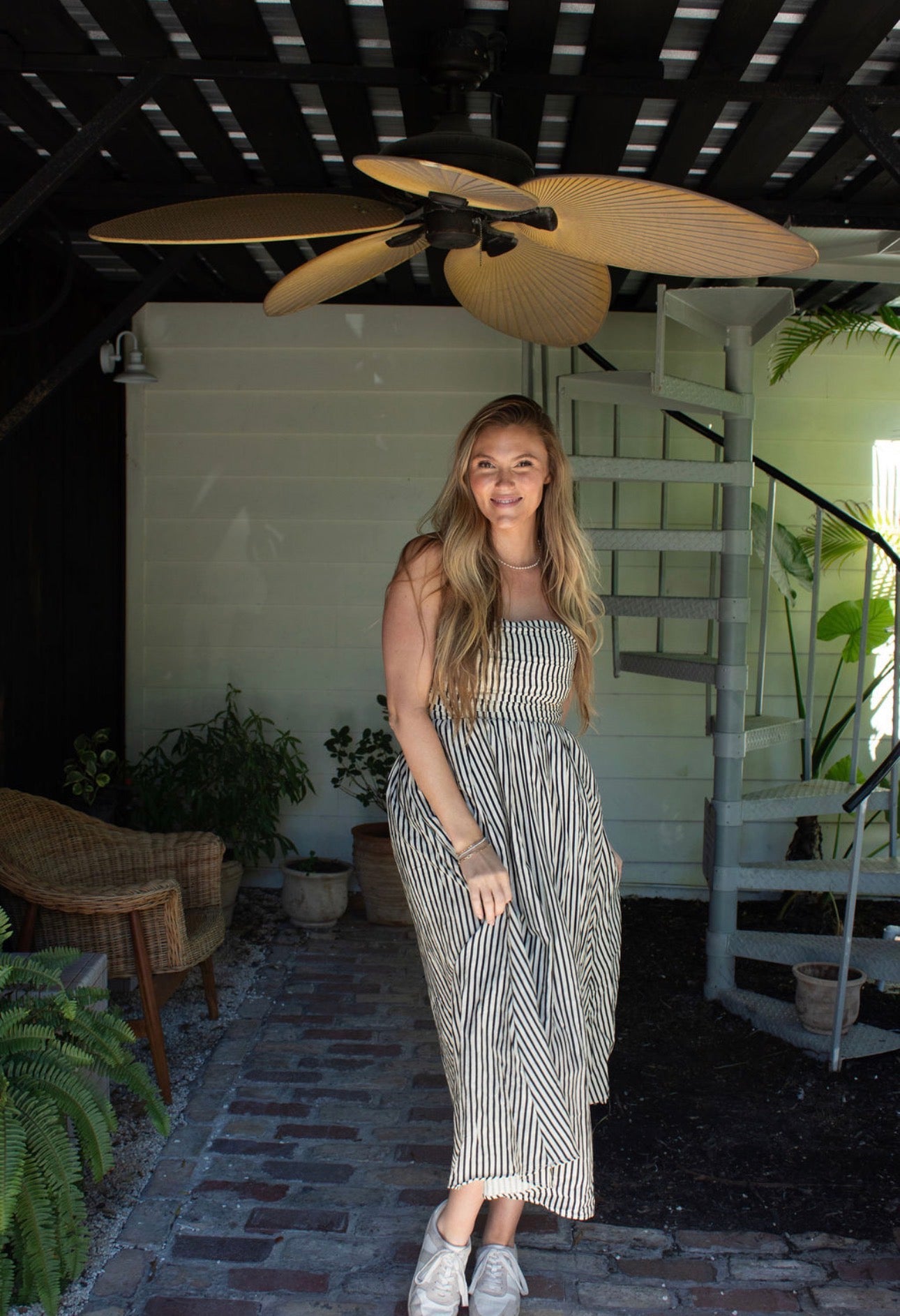 Striped Strapless Maxi Dress