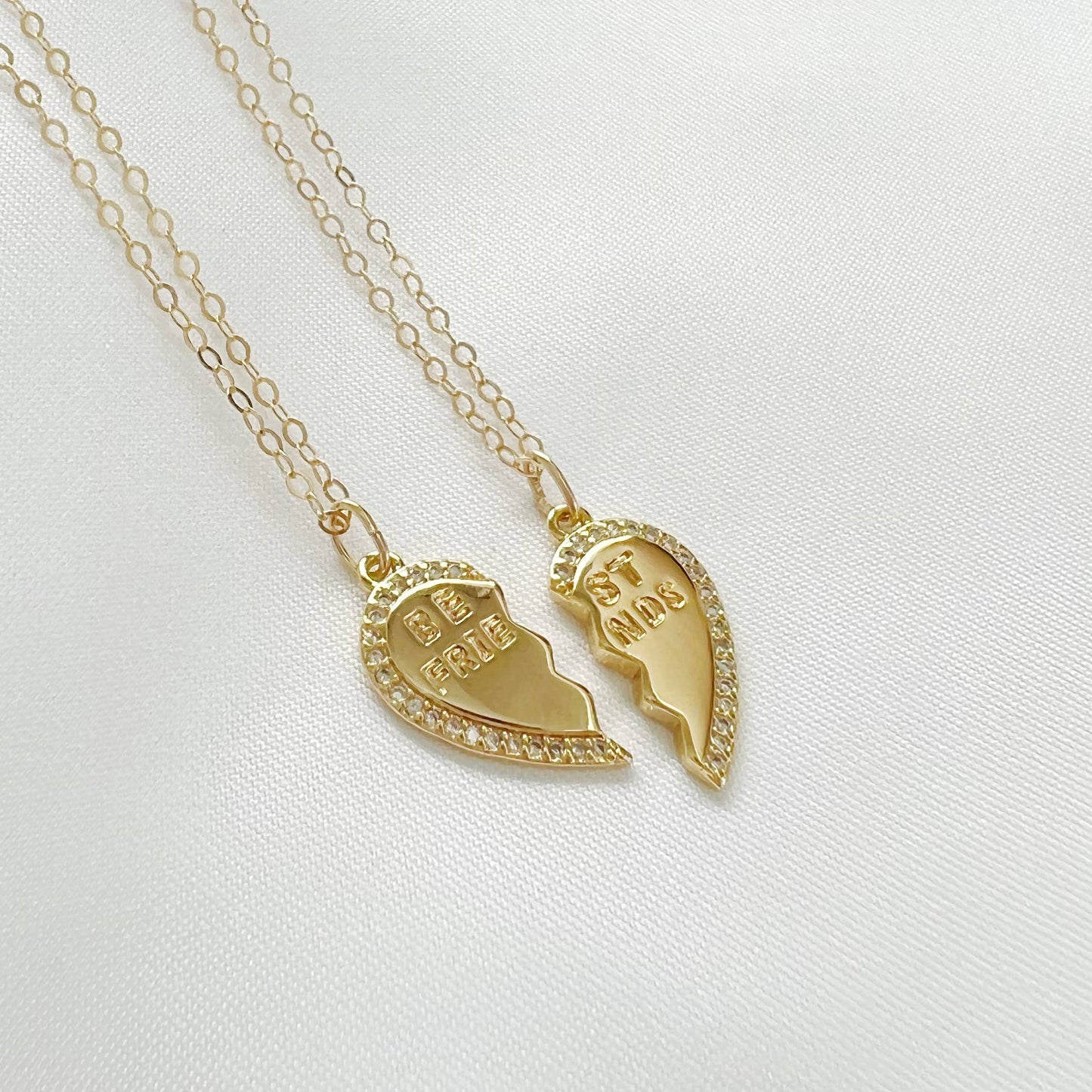 Bestie BFF Best Friend Necklace Gold Filled, Set of 2