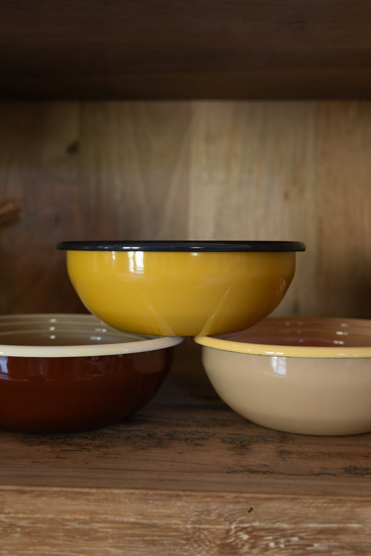 Enamel Bowl Set, 3 Colors