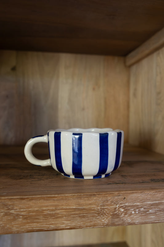 Blue-Stripe Cappuccino Mug