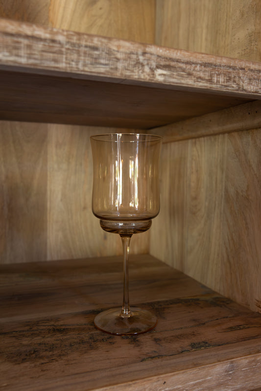 Amber Tulip Stemmed Wine Glasses, Single Glass