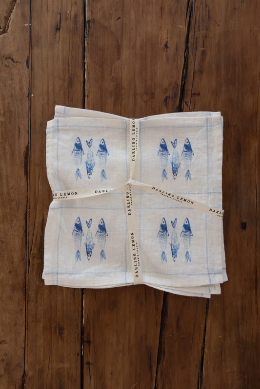 Sardines Cocktail Napkins, Set of 4