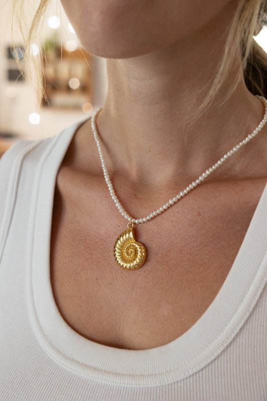 Nautilus Shell Pearl Necklace