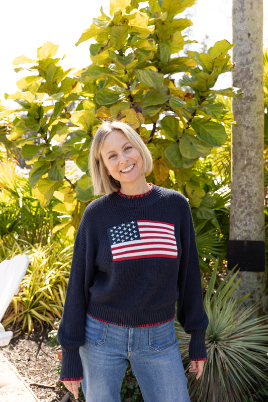 Navy American Flag Knit Sweater