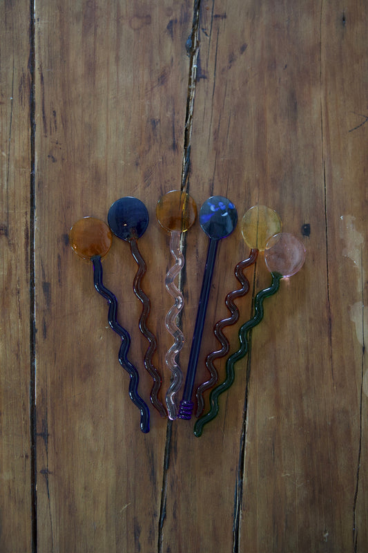 Assorted Handmade Glass Spoons, Set of 6