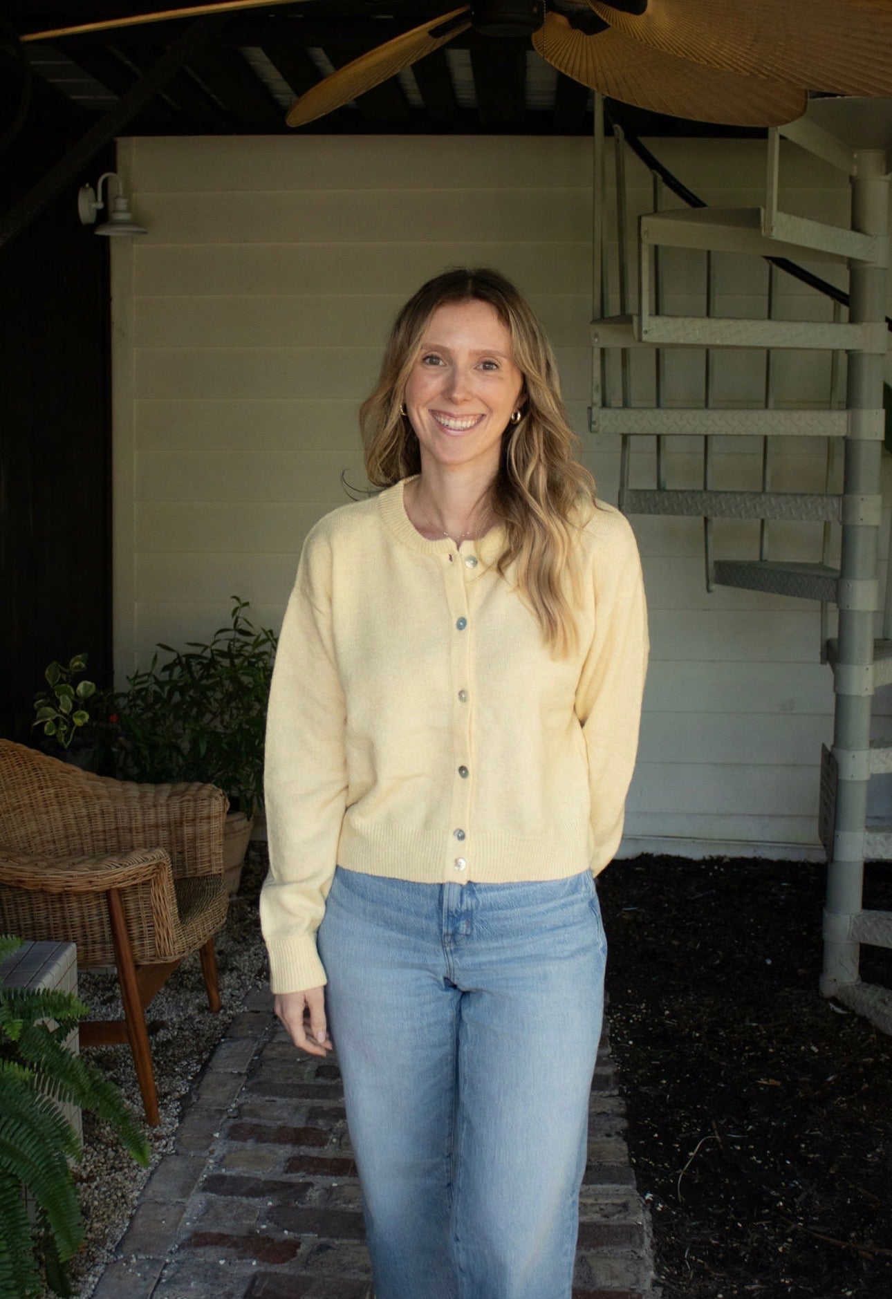 Knit Crew Neck Cardigan