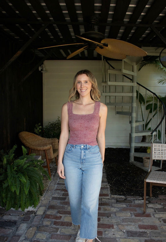 S1239A | Knit Modal Nylon Spandex Seamless Jacquard Tank