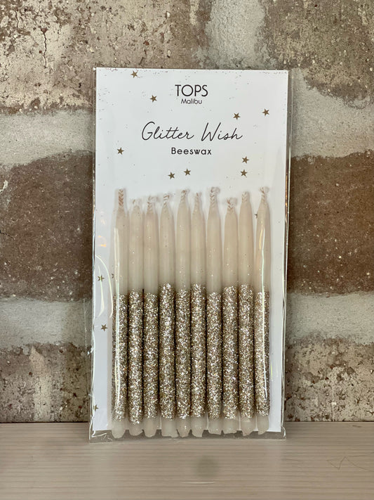 4" Glitter Beeswax Candles, Pack of 10