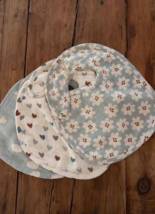 Cotton Baby Bib, Set of 3, 2 Styles