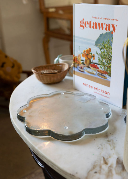 Pressed Glass Scalloped Serving Board