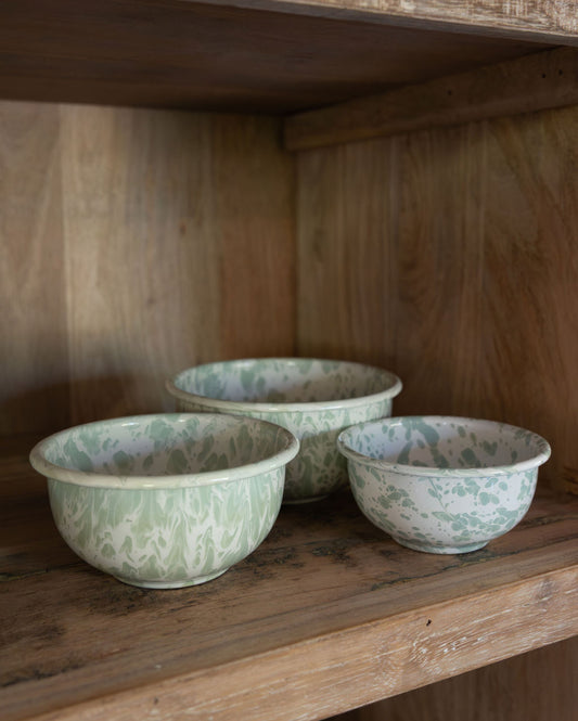 Enameled Splatterware Bowl, Set of 3