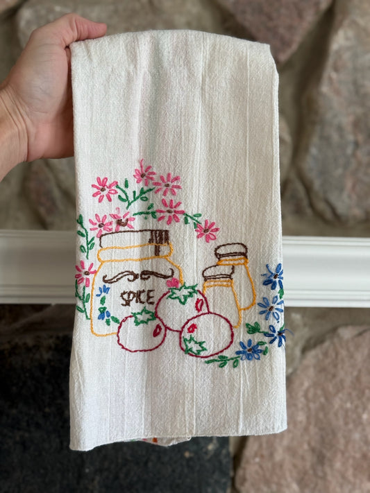 Vintage Embroidered Tea Towel