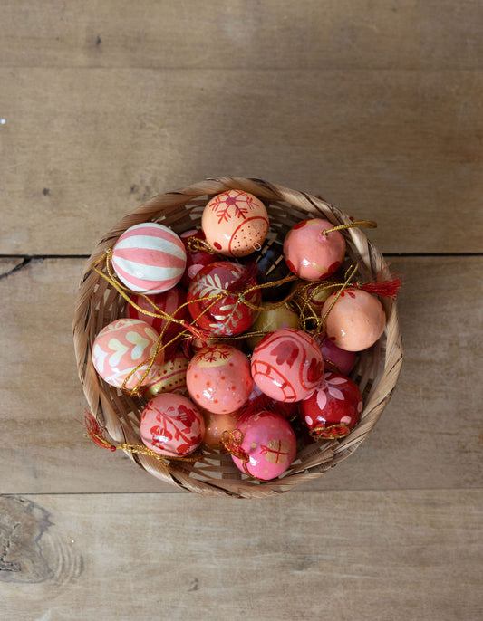 Assorted Blush & Red Paper Mache Ornament