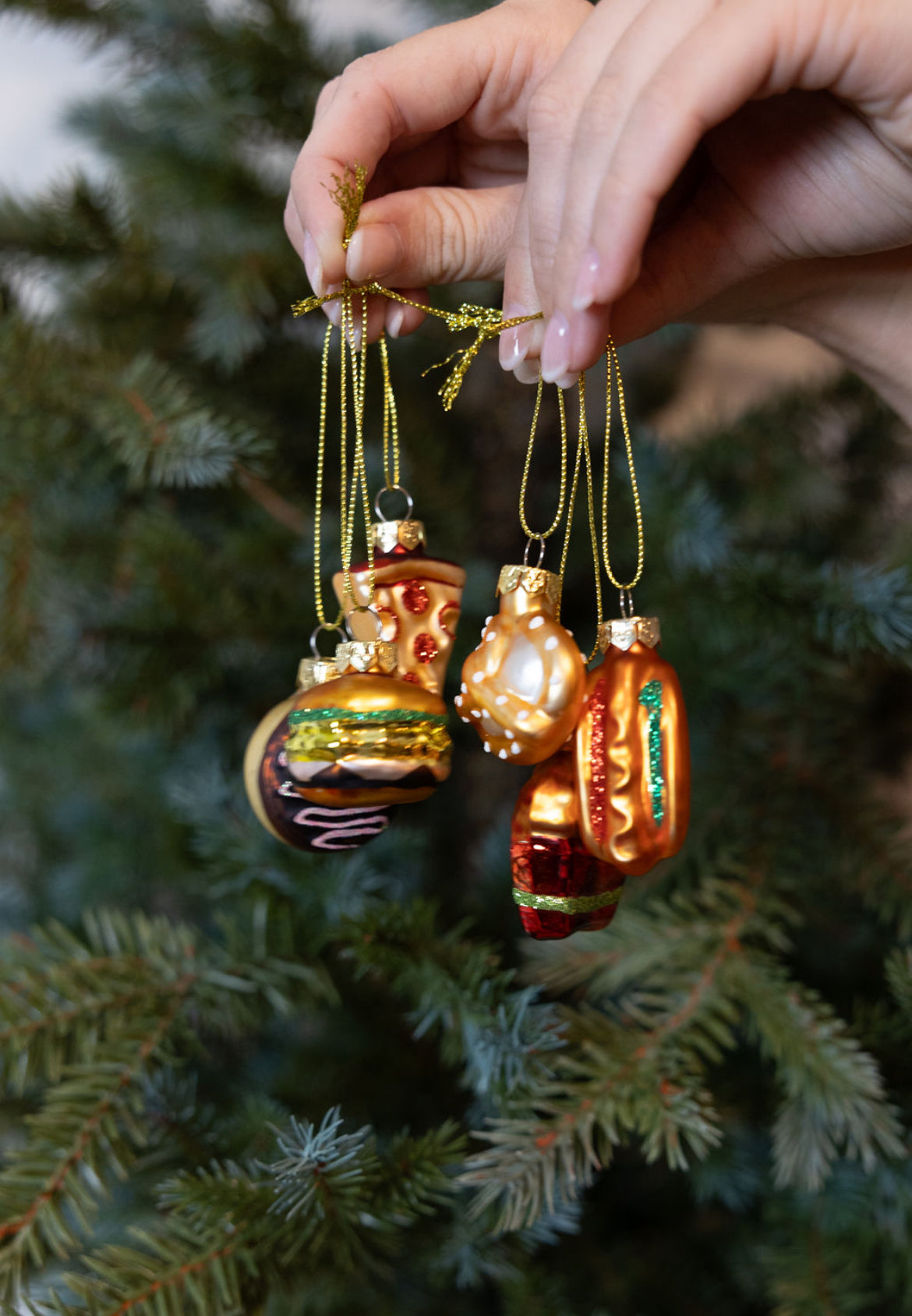 Glass Food Ornaments, Set of 6