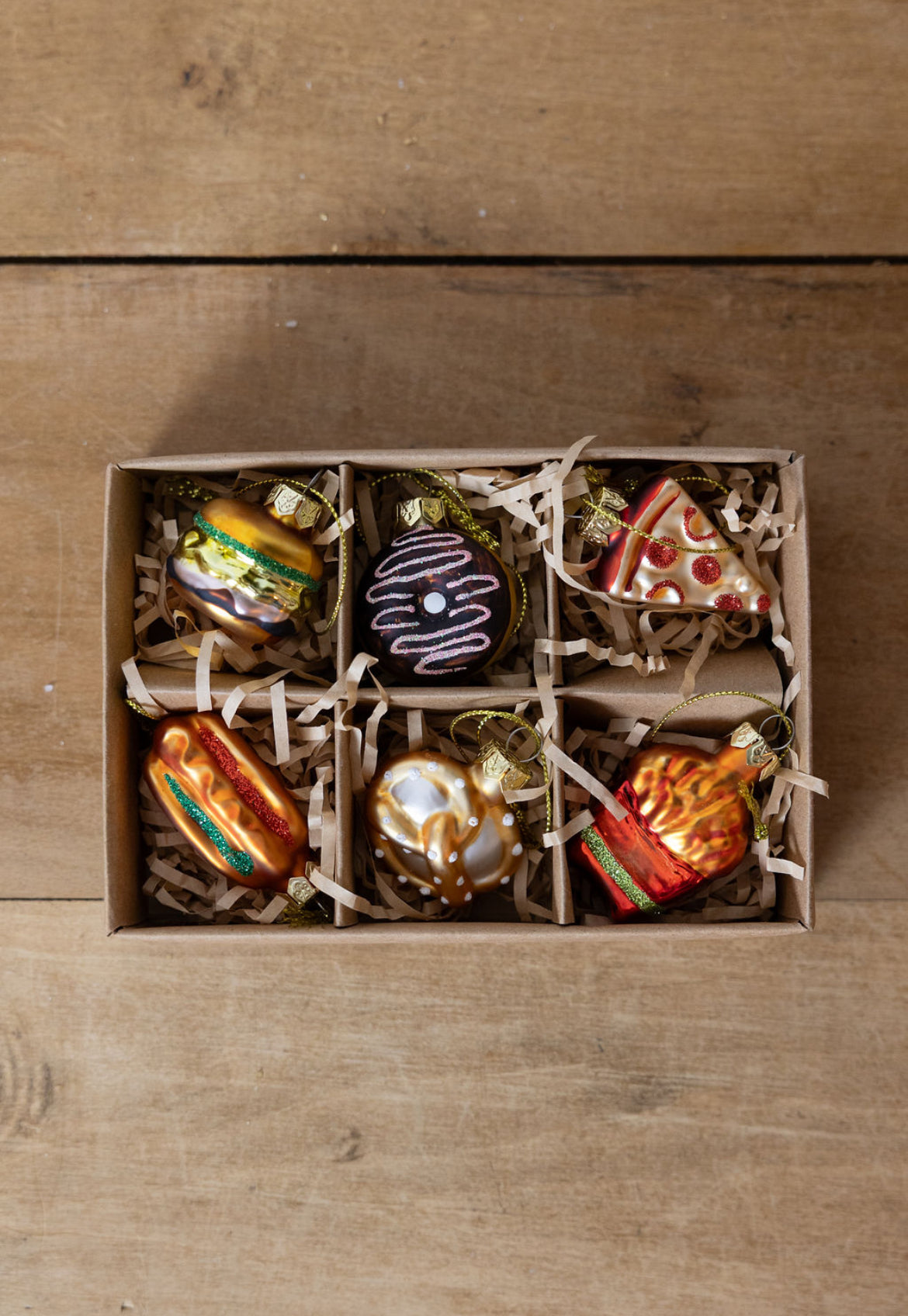 Glass Food Ornaments, Set of 6