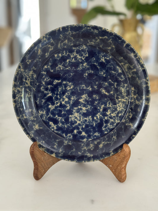 Vintage Blue Agate Spongeware Plate