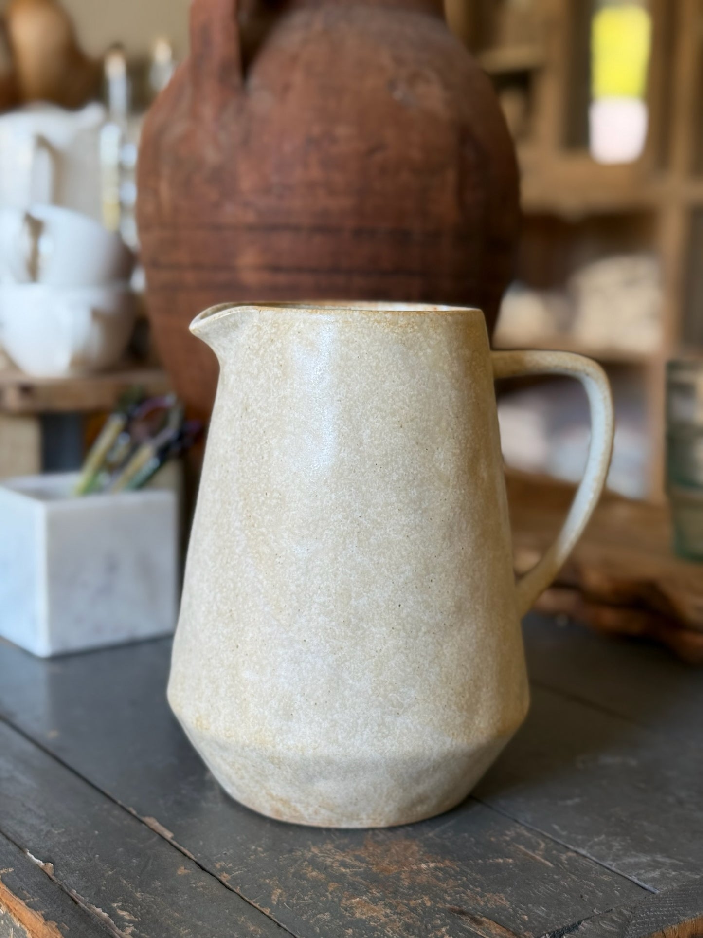 Cream Stoneware Pitcher