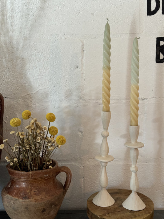 Mint Ombre Twisted Taper Candles, Set of 2