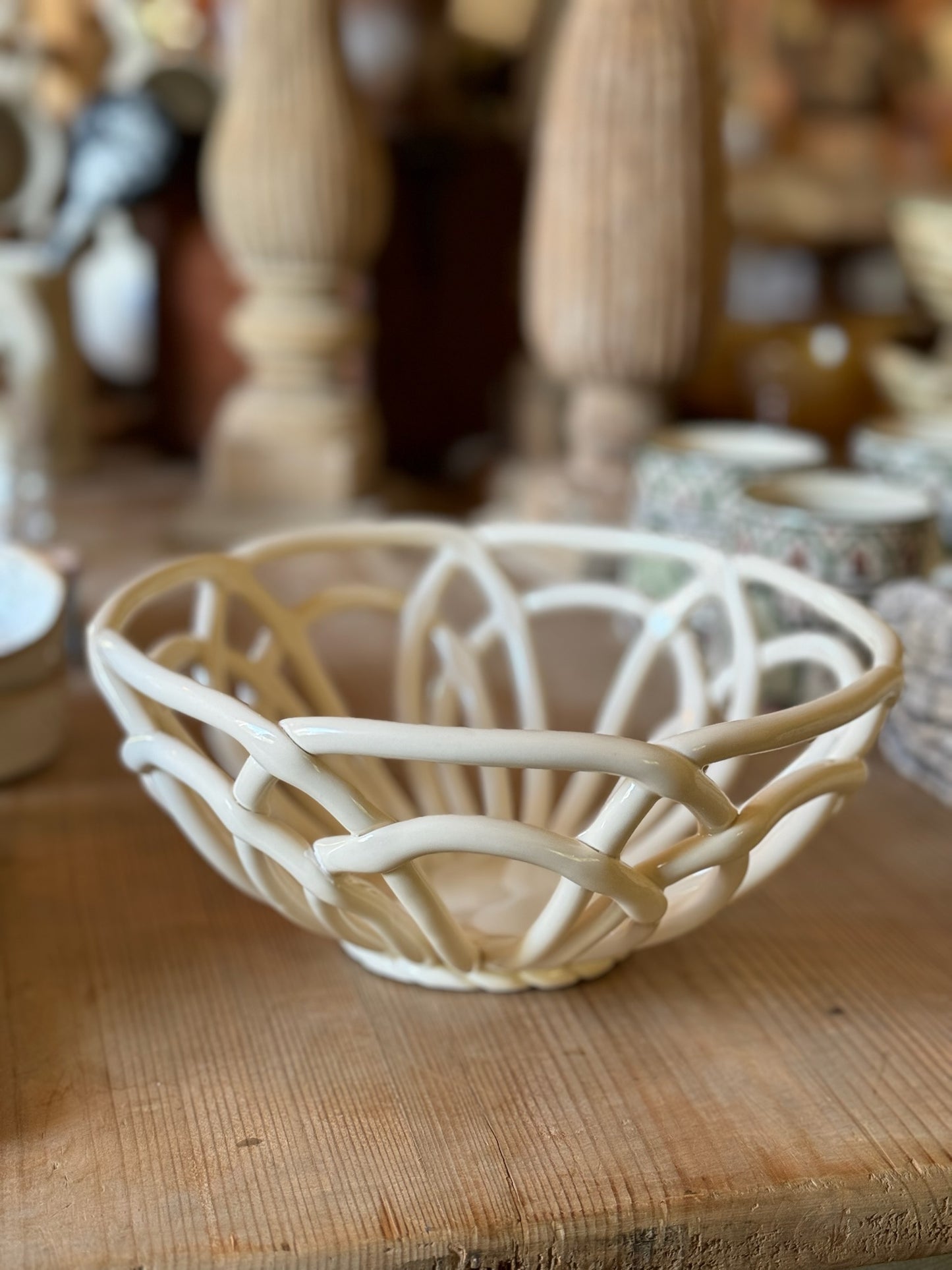 Handmade Stoneware Bread Basket