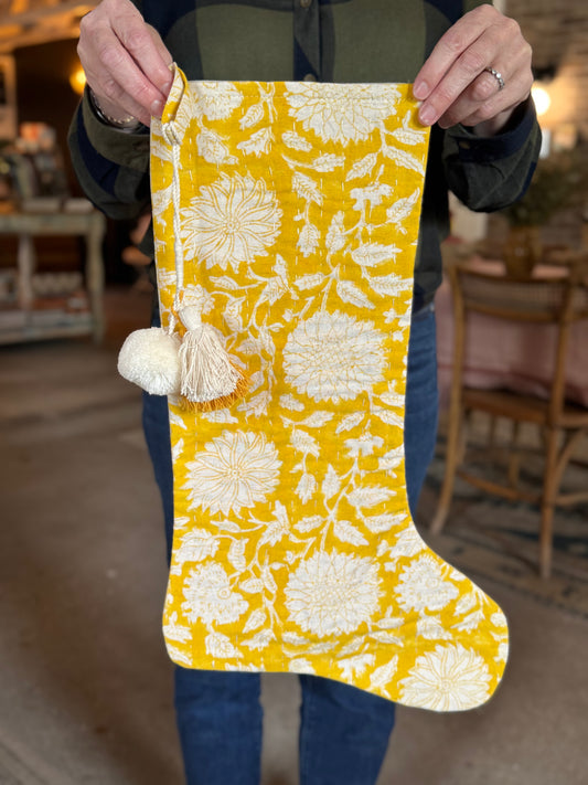 Hand-Embroidered Sunshine Floral Stocking