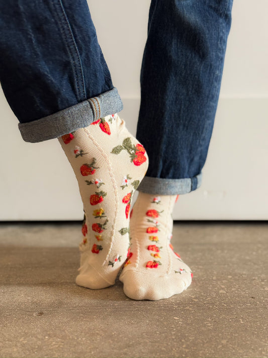 Strawberry Farm Casual Socks, 2 Colors