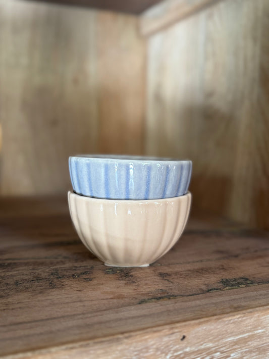 Small Stoneware Ribbed Bowl, 2 Colors